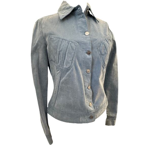 Versace Jeans Couture VTG Womens Blue Button Corduroy Collared Basic Jacket M - Picture 6 of 16